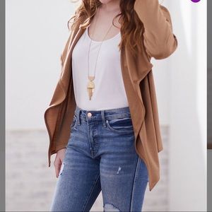 🌸Khaki Cascade Collar Cardigan Size 1X NWOT